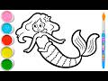 Mermaid Drawing, Painting and Coloring for Kids, Toddlers | Easy Drawing #278