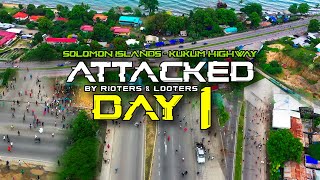 Solomon Islands - DAY 1 Rioters & Looters attacked Kukum Highway (Drone Footage)