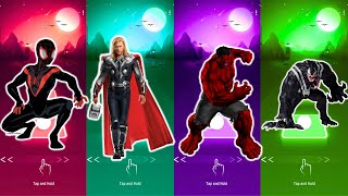 Tiles Hop SuperHero, Miles Morales vs Thor vs Red Hulk vs Venom
