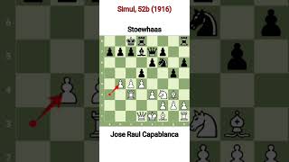 Jose Raul Capablanca vs Stoewhaas. Simul 52b (1916).