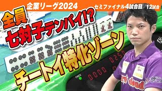 【三人麻雀】全員七対子テンパイ!? チートイ特化ゾーン突入!?【ザン企業リーグ2024 セミファイナル 04回戦】