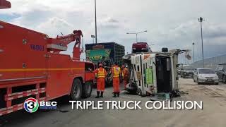 TRIPLE TRUCK COLLISION | Ch3Thailand