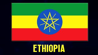 Flag of Ethiopia with national anthem, capital city, area, currency info