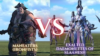 WARHAMMER III Total War : Maneaters Ironfists VS Exalted Daemonettes of Slaanesh