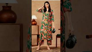 GoSriKi Women's Green Straight Printed Kurta with Palazzo only 463 rs #traditionalcollection