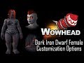 Dark Iron Dwarf Female Allied Race Character Customization Options