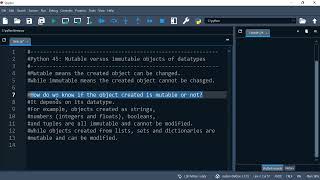 Python 45: Mutable versus immutable objects of datatypes