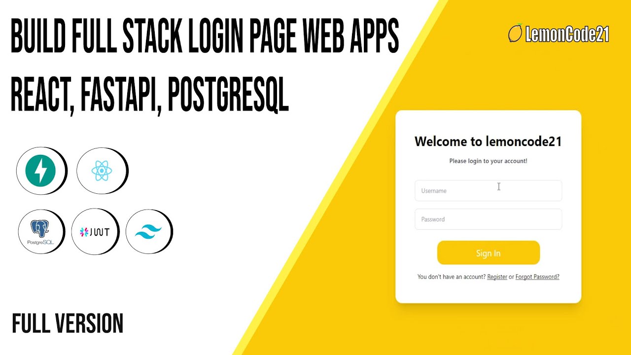 Build Full Stack Login Page React Fastapi Postgresql Tailwindcss
