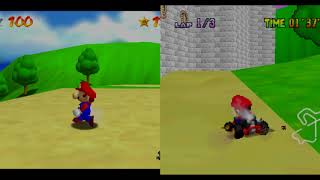 Super Mario 64 vs Mario Kart 64 Castle Ground Comparison