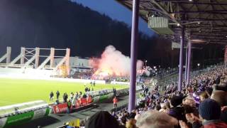 FC Erzgebirge Aue - Karlsruhe SC, pyro, 10-3-2017