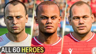 ALL 60 HERO Faces in EA Sports FC 24! (Ft. Sneijder, Kompany, Berbatov, etc.)