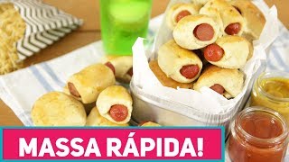 ENROLADINHO DE SALSICHA FÁCIL (Como fazer massa de salgado assado) - Receitas de Minuto #62