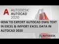 HOW TO EXPORT AUTOCAD DWG TEXT IN EXCEL & IMPORT EXCEL DATA IN AUTOCAD 2020