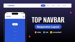 How to Create Responsive Navbar using HTML CSS JS | DevLab