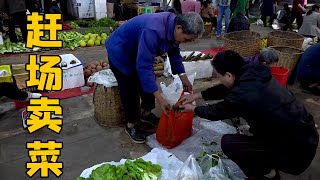 73岁老父亲赶场卖菜，半天才卖小几十，回家不忘给小开心带好吃的【我是徐三娃】