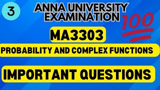 MA3303|Probability and complex functions|Important Questions 💯💯💯|@Toppersacademytamil