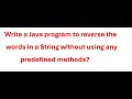 Write a Java program to reverse the words in a String without using any predefined methods