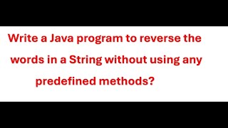 Write a Java program to reverse the words in a String without using any predefined methods