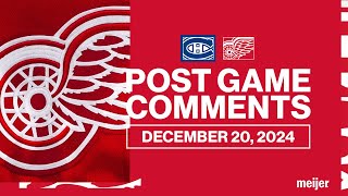 Michael Rasmussen, Dylan Larkin, Derek Lalonde Post Game Comments vs MTL | Dec. 20, 2024