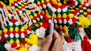 🌼#diwali toran, पुजा मंदिर के लिए फूल तोरण, Indian old Traditional moti toran design, #crochet #diy