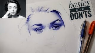 How to draw face using ball pen episode 01 // basics and do's & don'ts