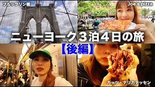 【NYC🗽VLOG🇺🇸後編】初っ端ニューヨークでぼったくりに遭ったけど気を取り直して後半楽しんだ😝✊❤️‍🔥｜ブルックリン橋｜ニューヨークピザ｜地下鉄の乗り方｜Katz's Delicatessen