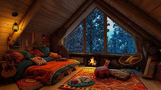 Dreamy Winter Hideaway | Cozy Loft Cabin with Fireplace \u0026 Snow View | Sleep, Relax, Reduce stress