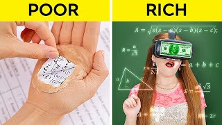 RICH vs. POOR SCHOOL TRICKS || Amazing DIY Crafts! Funny Students Situations by 123 GO! SCHOOL
