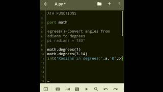 Math functions in #python #Part5 #degrees( ) #radians( ) #isfinite( )
