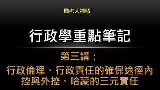 [國考大補帖]行政學重點筆記第三講-行政倫理、行政責任的確保途徑內控與外控、哈蒙的三元責任(請用1.5倍速觀看)