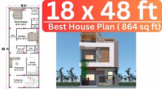 18x48 House Plan | 18x48 House Design | 18x48 House Plan With Garden | 18x48 East facing House Plan