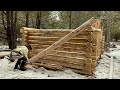 From The First Log to the First Fire in the Rumford Fireplace (FULL LOG CABIN BUILD) | WOODWORKING