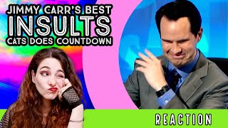 American Reacts - JIMMY CARR'S BEST INSULTS - 8 Out Of 10 Cats Does Countdown