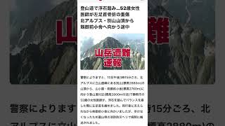 9/10 15時15分北アルプス立山連峰別山山頂-山小屋　剣御前小舎向かう途中52歳女性医師浮石踏んで左足首痛め　ヘリ搬送