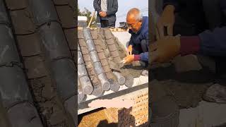 The process of laying the ceramic part of the roof