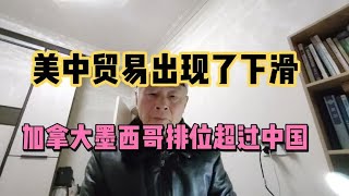 美中贸易出现了下滑，加拿大墨西哥升位超过中国。