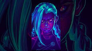 Drawing Jinx from Arcane with a Glass Pen | Neon Art | League of Legends