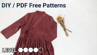 md163 (무료패턴 Free Patterns)생활한복 철릭원피스 옷만들기 / Making clothes Korea Dress hanbok for women / 服作り 手作教學