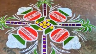 Pongal pot Kolam //11*3*3// easy rangoli Sankranti muggulu