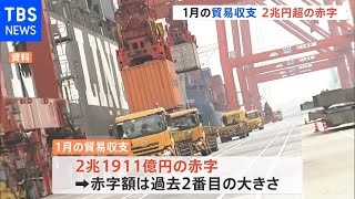 1月の貿易収支 2兆円超の貿易赤字 原油・ガス・石炭の高騰が影響