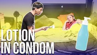 LOTION IN C.0.N.D.O.M PRANK!! (MUST WATCH)!!