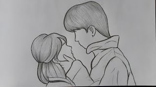 Couple drawing easy || Pencil sketch of a loving couple - easy step by step drawing