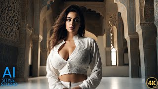 4K AI Art Lookbook Video of Persian AI Girl ｜ Sensual Girl in Shaped Crop Blouse with Warm Light