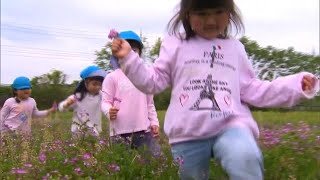 満開のレンゲ畑で思い思いに…「れんげパーティー」を楽しむ園児　ハチミツ搾り体験も【岡山・津山市】 (22/05/11 11:38)