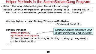 The Java Sequential SearchStreamGang Example: Helper Methods