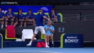 Angry Stefanos Tsitsipas smashes racquet and hits his father Apostolos injuring dad in a rage!