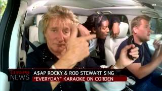 A$AP Rocky & Rod Stewart Perform 'Everyday' In James Corden's Car