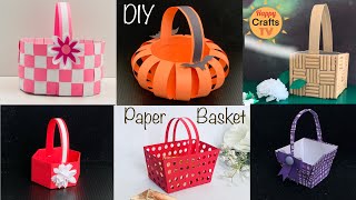 6 BEAUTIFUL PAPER BASKETS DIY | Paper Basket Craft | Home Decor Ideas