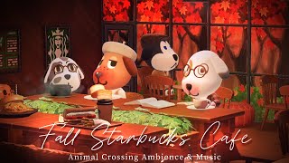 STARBUCKS COFFEE BGM☕🍁Autumn Dog Café | Smooth Jazz + Café Ambience \u0026 Chatter🍂10h Playlist🎷ACNH BGM