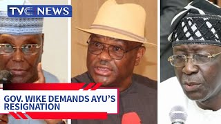 Wike's Camp Demands Ayu's Resignation, Atiku Says He Can't Force PDP Chairman to Quit
